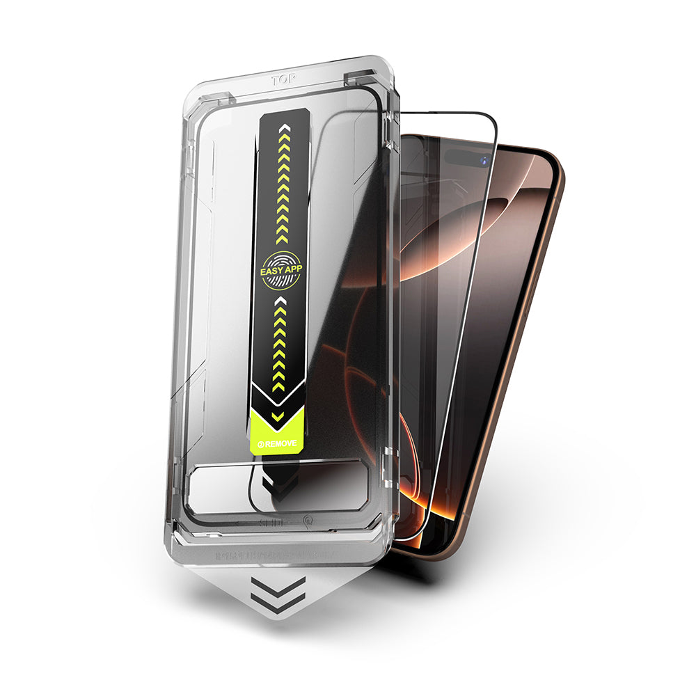 Folia ochronna na ekran Techsuit TitanGlass dla Apple iPhone 17 / 16 Pro, Hartowane szkło, Pełne klejenie, Czarna