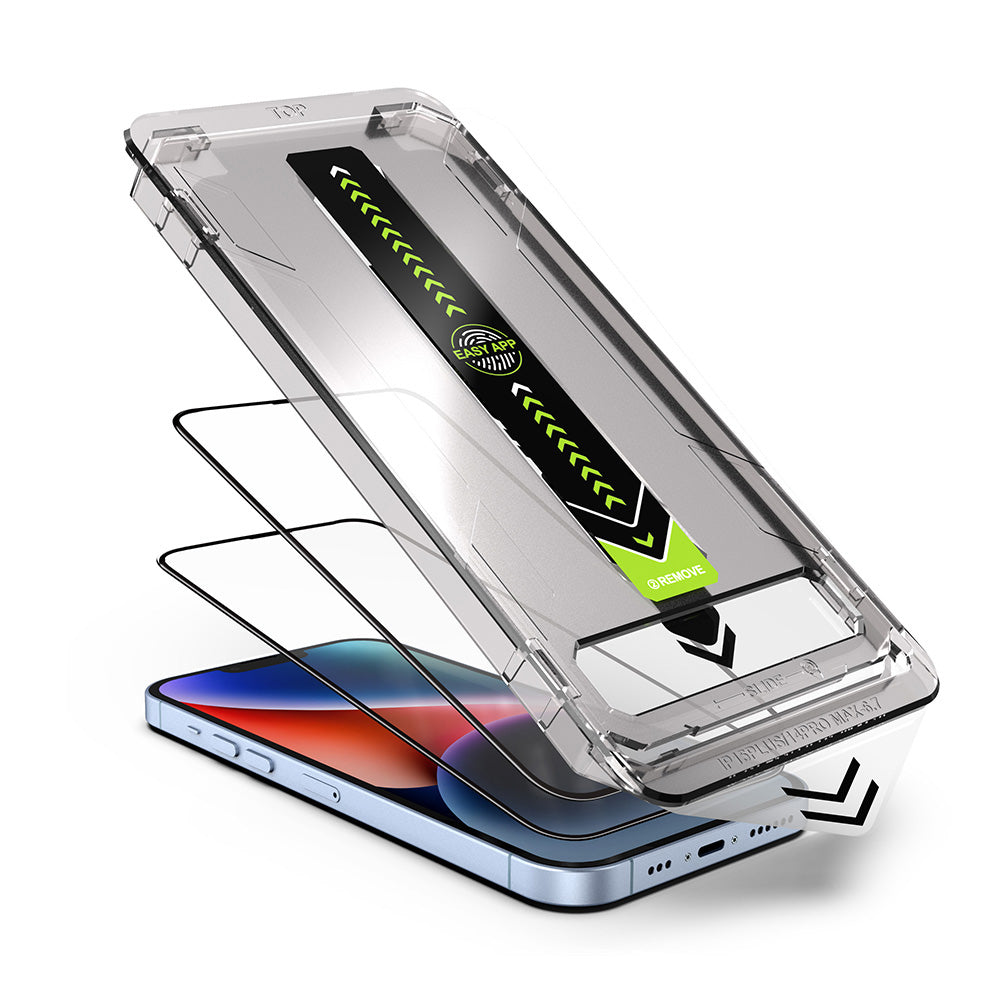 Folia ochronna na ekran Techsuit TitanGlass dla Apple iPhone 17 / 16 Pro, Hartowane szkło, Pełne klejenie, Zestaw 2 sztuki, Czarna