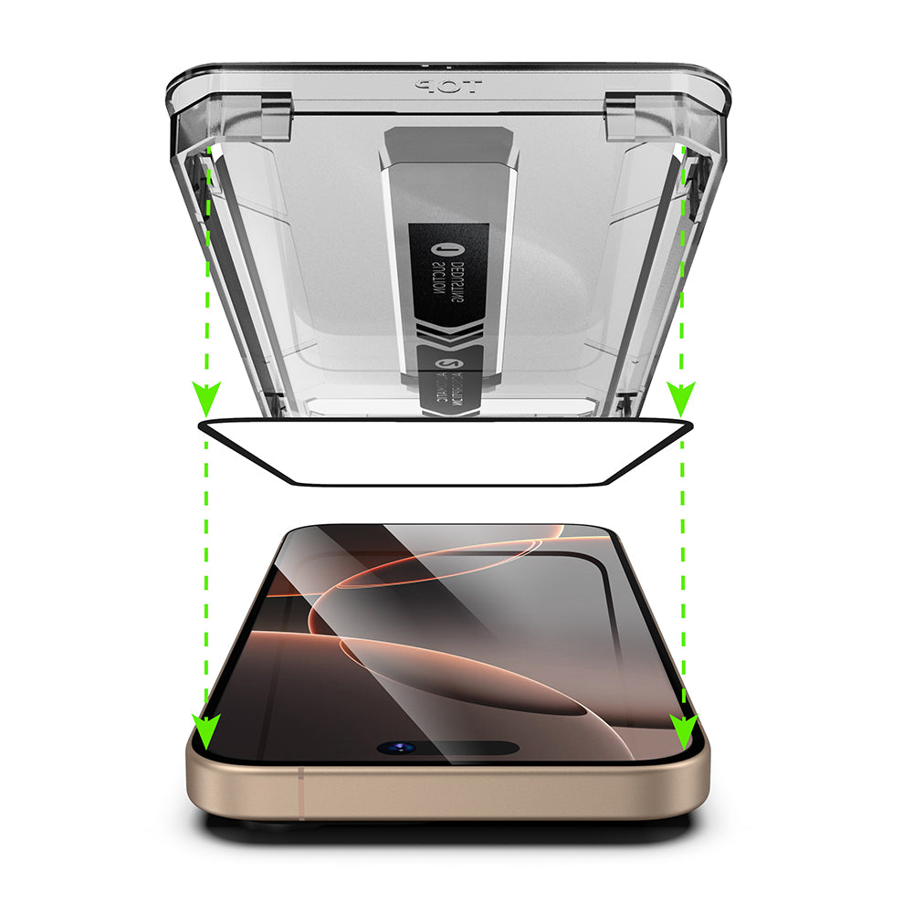 Folia ochronna na ekran Techsuit TitanGlass dla Apple iPhone 17 / 16 Pro, Hartowane szkło, Pełne klejenie, Zestaw 2 sztuki, Czarna