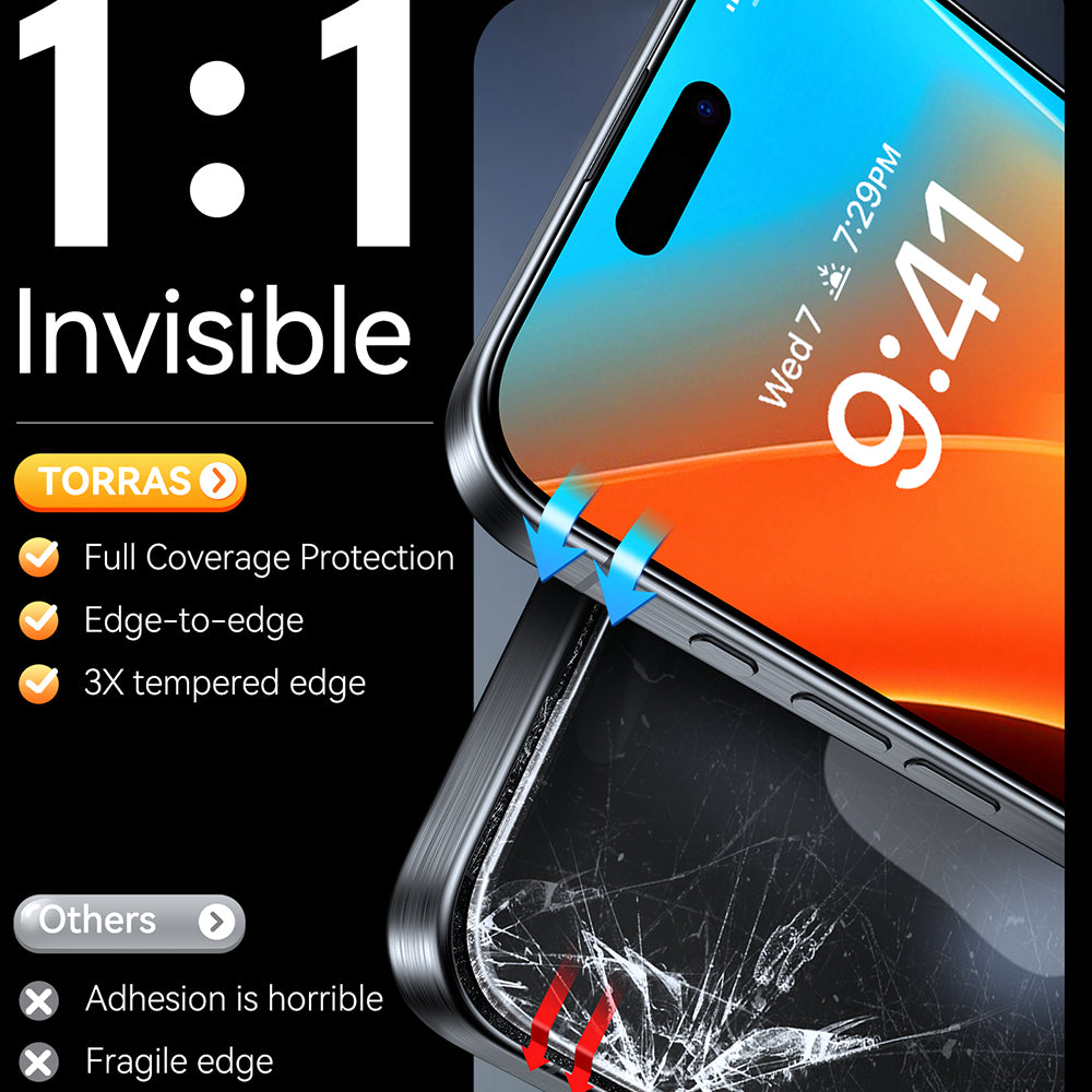 Folia ochronna na ekran Torras GlassGo Install Master dla Apple iPhone 16, Hartowane szkło, Pełne klejenie, Czarna