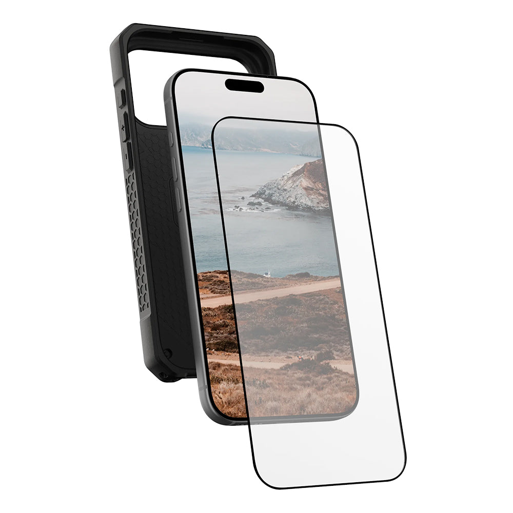 Folia ochronna na ekran Urban Armor Gear Shield dla Apple iPhone 17 Pro, Hartowane szkło, Pełne klejenie, Czarna