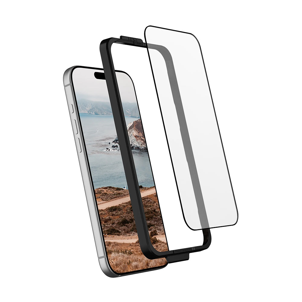 Folia ochronna na ekran Urban Armor Gear Shield dla Apple iPhone 17 Pro, Hartowane szkło, Pełne klejenie, Czarna
