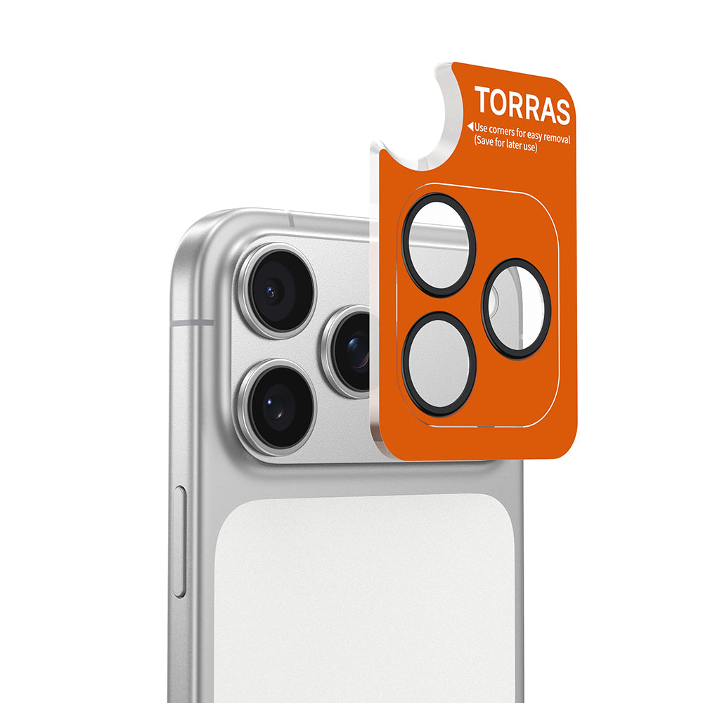 Torras Lensguard Rear Camera Protective Film for Apple iPhone 17 Pro Max / 17 Pro, Tempered Glass, Orange