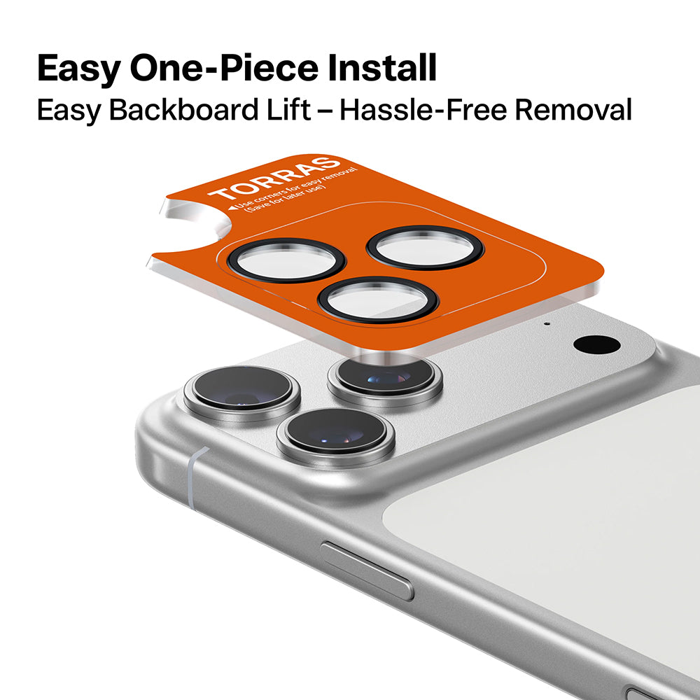 Torras Lensguard Rear Camera Protective Film for Apple iPhone 17 Pro Max / 17 Pro, Tempered Glass, Orange