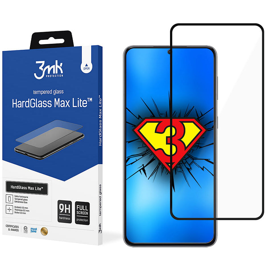 Screen Protector 3MK HardGlass Max Lite for Samsung Galaxy S21+ 5G G996, Tempered Glass, Full Glue, Black