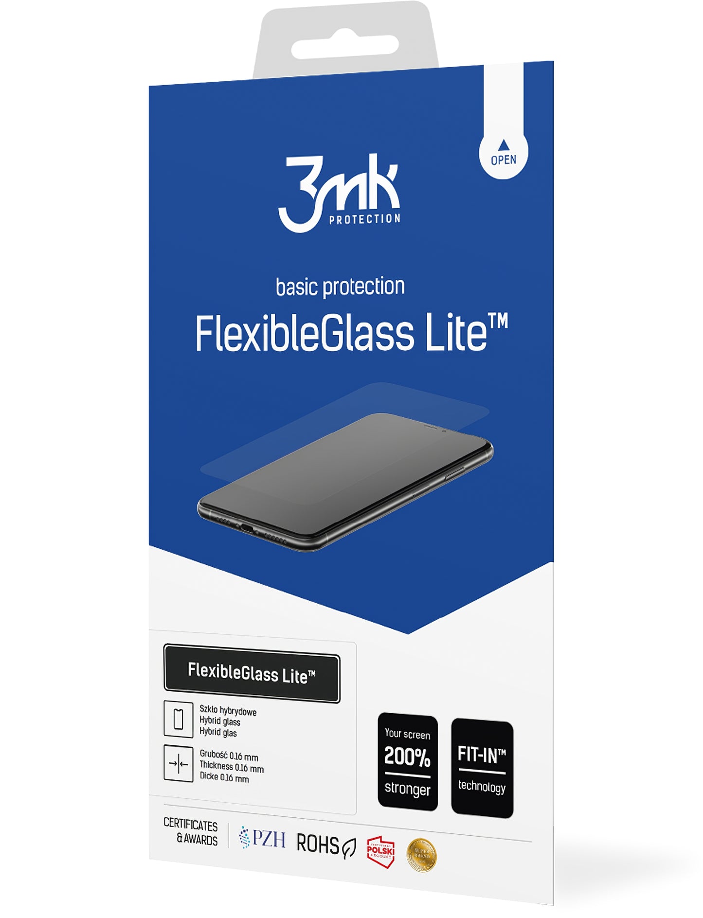 Folia ochronna na ekran 3MK FlexibleGlass Lite dla Apple iPhone 17e / 16e / 14 / 13 Pro, Szkło Elastyczne, Pełne Klejenie