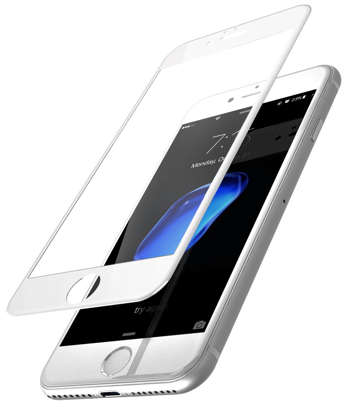 Folia ochronna na ekran OEM dla Apple iPhone SE (2022) / SE (2020) / 8, Hartowane szkło, Pełne klejenie, 5D, Biała
