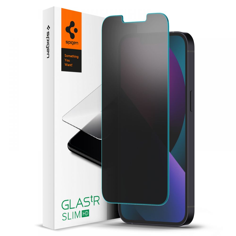 Folia ochronna do ekranu Privacy Spigen GlastR Slim dla Apple iPhone 17e / 16e / 14 / 13 Pro, Szkło Hartowane, Pełne Klejenie AGL03393