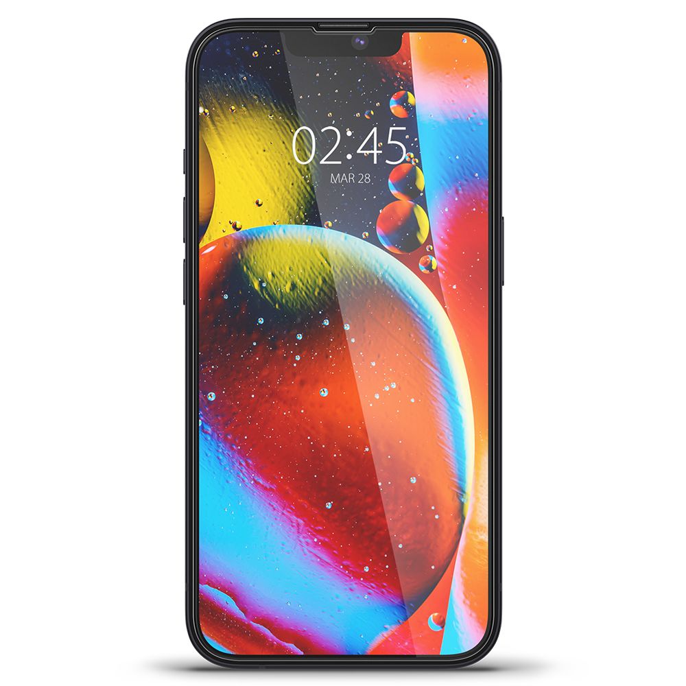 Folia ochronna na ekran Spigen GlastR Slim dla Apple iPhone 17e / 16e / 14 / 13 Pro, Hartowane szkło, Pełne klejenie, Czarna AGL03392