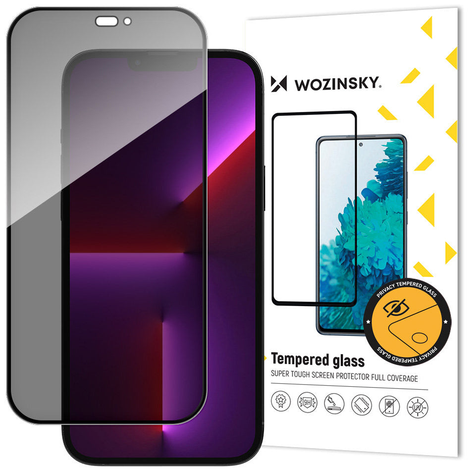 Folia ochronna na ekran Privacy WZK AntiSpy do Apple iPhone 14 Pro Max, szkło hartowane, pełna warstwa kleju