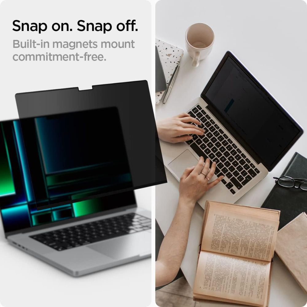 Folia ochronna do ekranu Privacy Spigen Safe View Magnetic dla Apple MacBook Pro 14inch (2022) / (2024) / (2023) / (2021), Plastik AFL06158