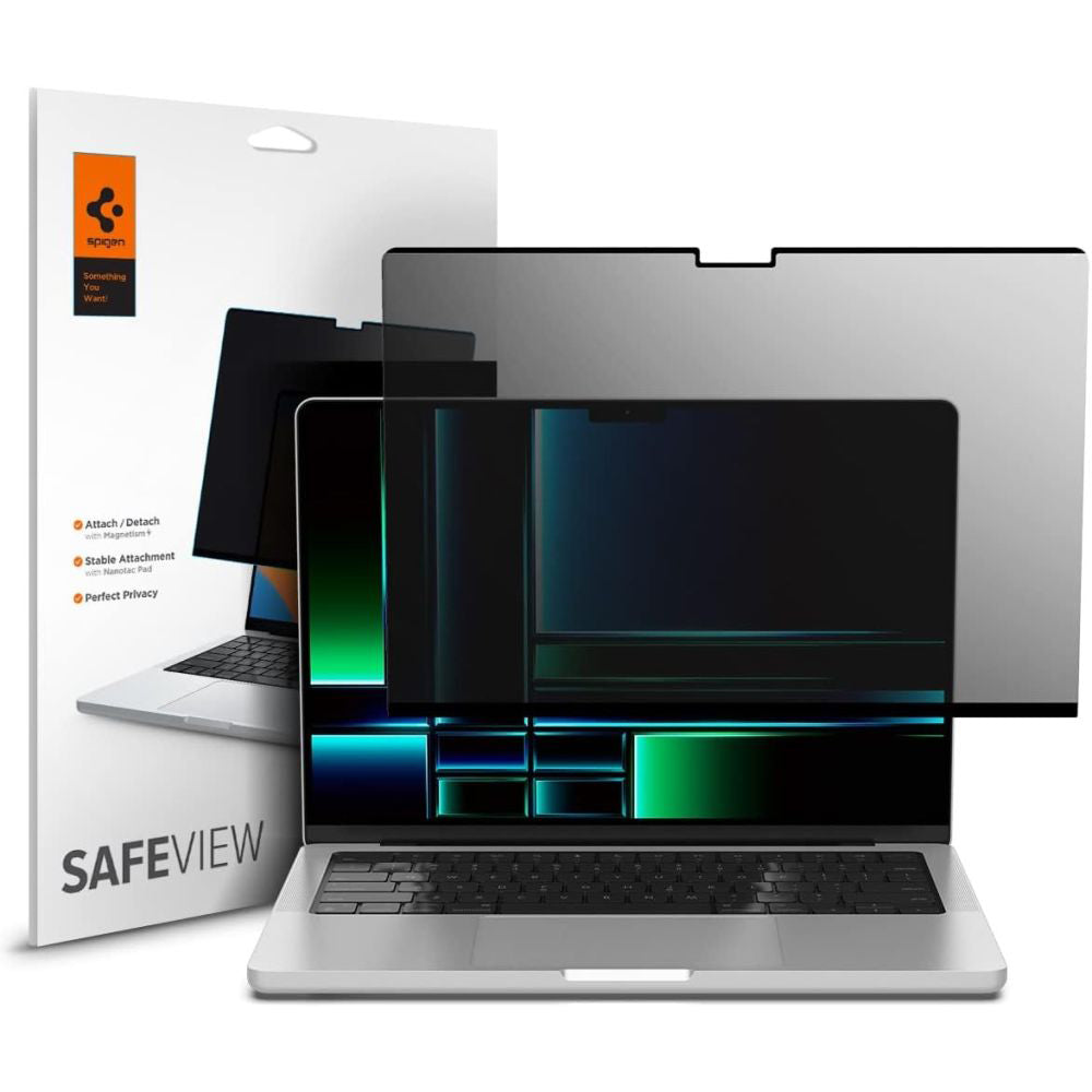 Folia ochronna do ekranu Privacy Spigen Safe View Magnetic dla Apple MacBook Pro 14inch (2022) / (2024) / (2023) / (2021), Plastik AFL06158
