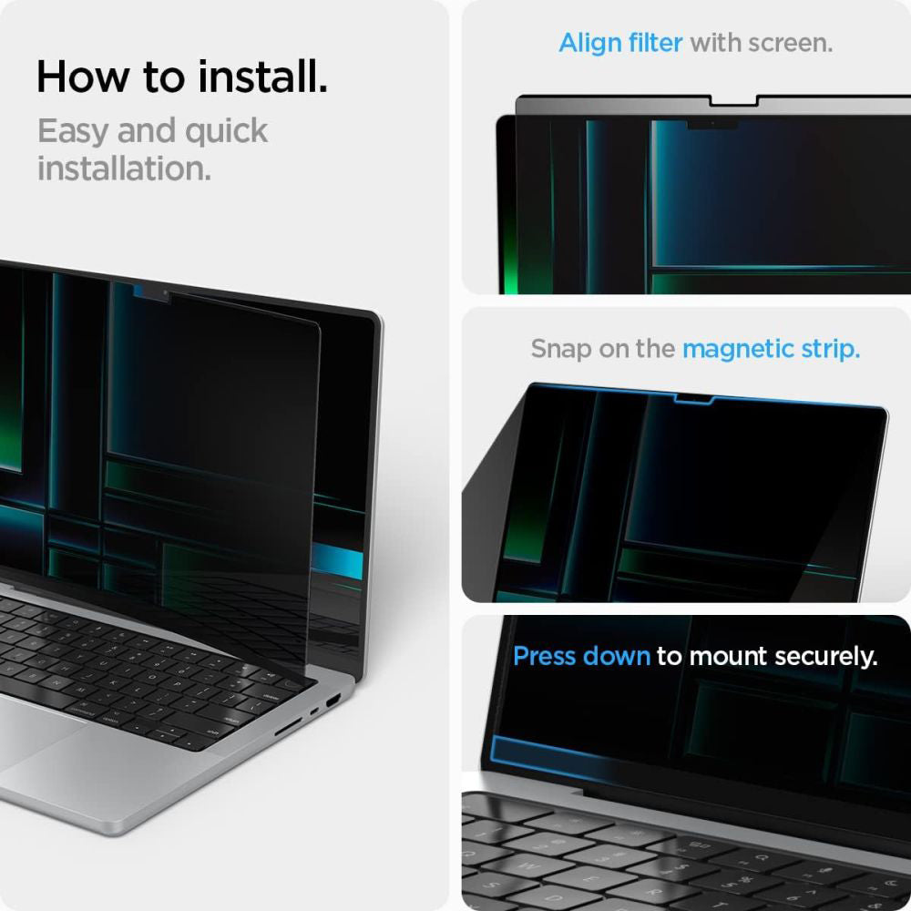 Folia ochronna do ekranu Privacy Spigen Safe View Magnetic dla Apple MacBook Pro 14inch (2022) / (2024) / (2023) / (2021), Plastik AFL06158