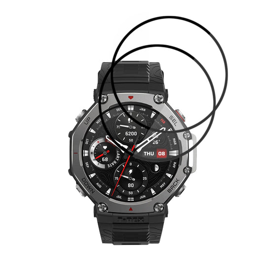 Folia ochronna Techsuit Nano Flex dla Amazfit T-Rex 3, Zestaw 2 sztuki, Plastik, Czarna