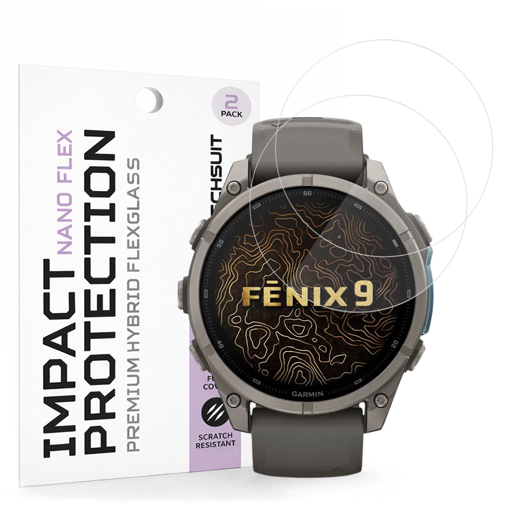 Folia ochronna Techsuit Nano Flex do Garmin Fenix 9 Pro 51mm / Fenix 9 51mm, zestaw 2 sztuki, plastik, czarna
