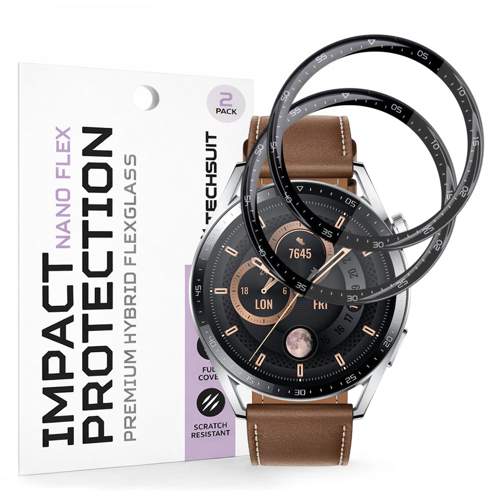 Folia Ochronna Techsuit Nano Flex dla Huawei Watch GT 3 46mm, Zestaw 2 sztuki, Plastik, Czarna
