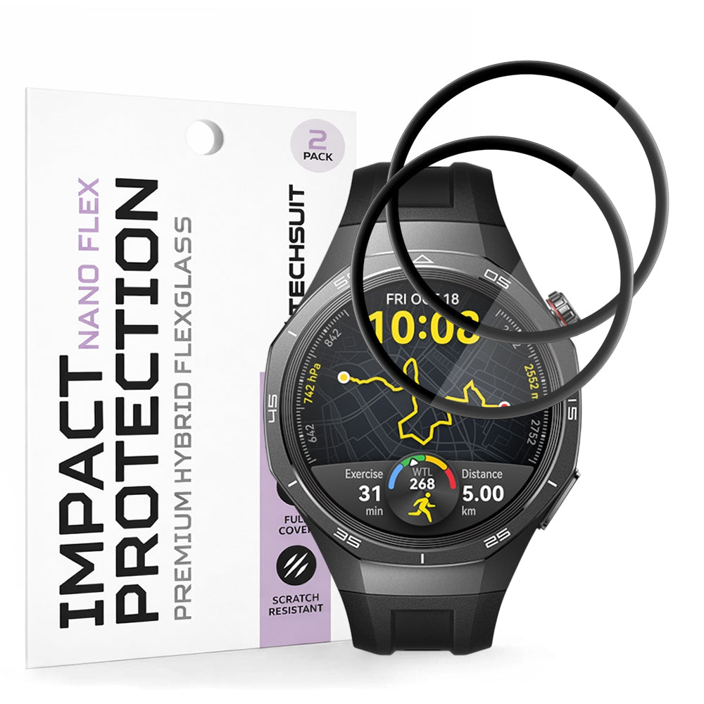 Folia ochronna Techsuit Nano Flex dla Huawei Watch GT 5 Pro 46mm, zestaw 2 sztuki, plastik, czarna