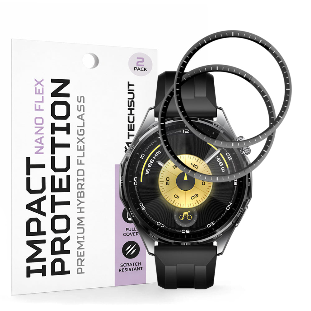 Folia Ochronna Techsuit Nano Flex dla Huawei Watch GT 6 46mm, Zestaw 2 sztuki, Plastik, Czarna