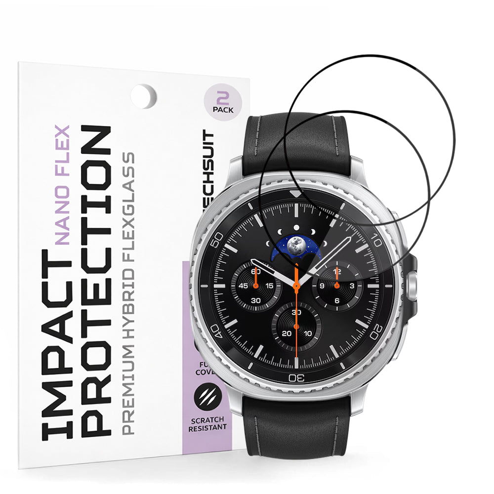 Folia Ochronna Techsuit Nano Flex dla Samsung Galaxy Watch8 Classic, Zestaw 2 sztuki, Plastik, Czarna