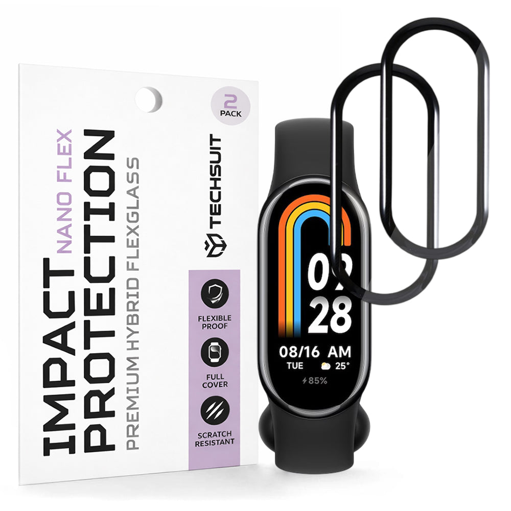 Folia Ochronna Techsuit Nano Flex dla Xiaomi Smart Band 8, Zestaw 2 sztuki, Plastik, Czarna
