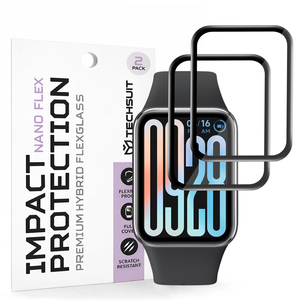Folia Ochronna Techsuit Nano Flex dla Xiaomi Smart Band 9 Pro, Zestaw 2 sztuki, Plastik, Czarna