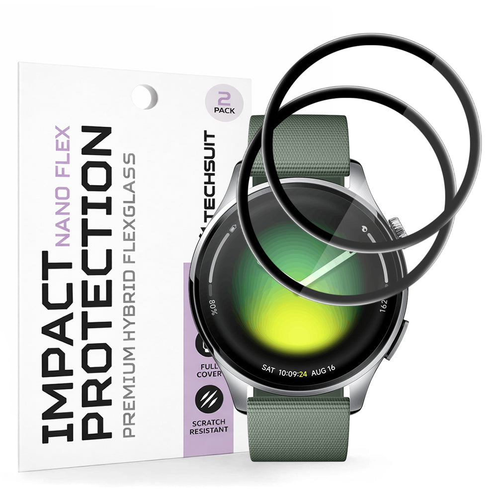 Folia Ochronna Techsuit Nano Flex do Xiaomi Watch 5, Zestaw 2 sztuki, Plastik, Czarna