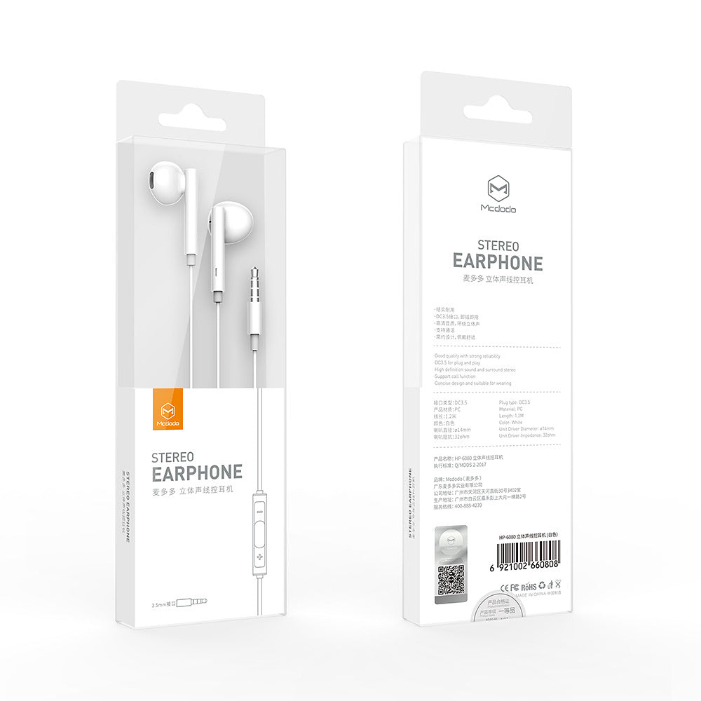 Handsfree 3.5mm McDodo HP-6080 Element, Biały