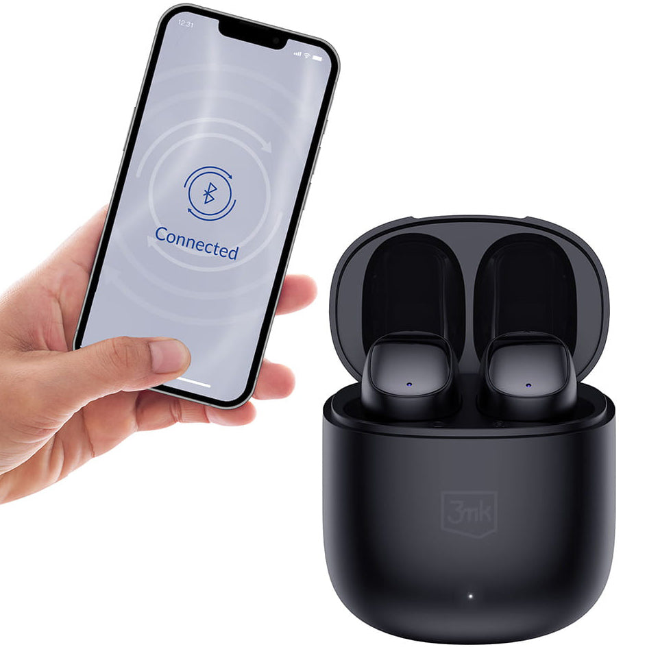 Bezprzewodowe słuchawki Bluetooth 3MK FlowBuds, TWS, Czarne
