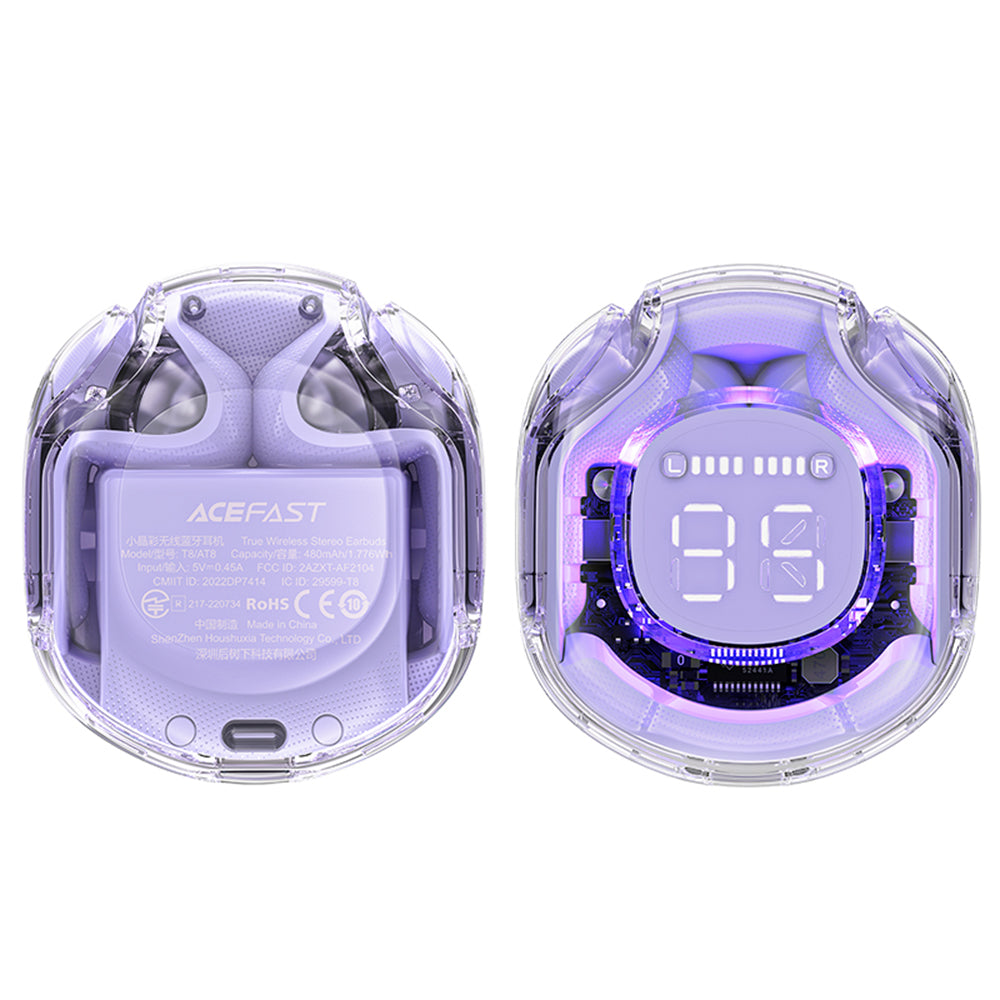 Handsfree Bluetooth Acefast T8, TWS, Fioletowy