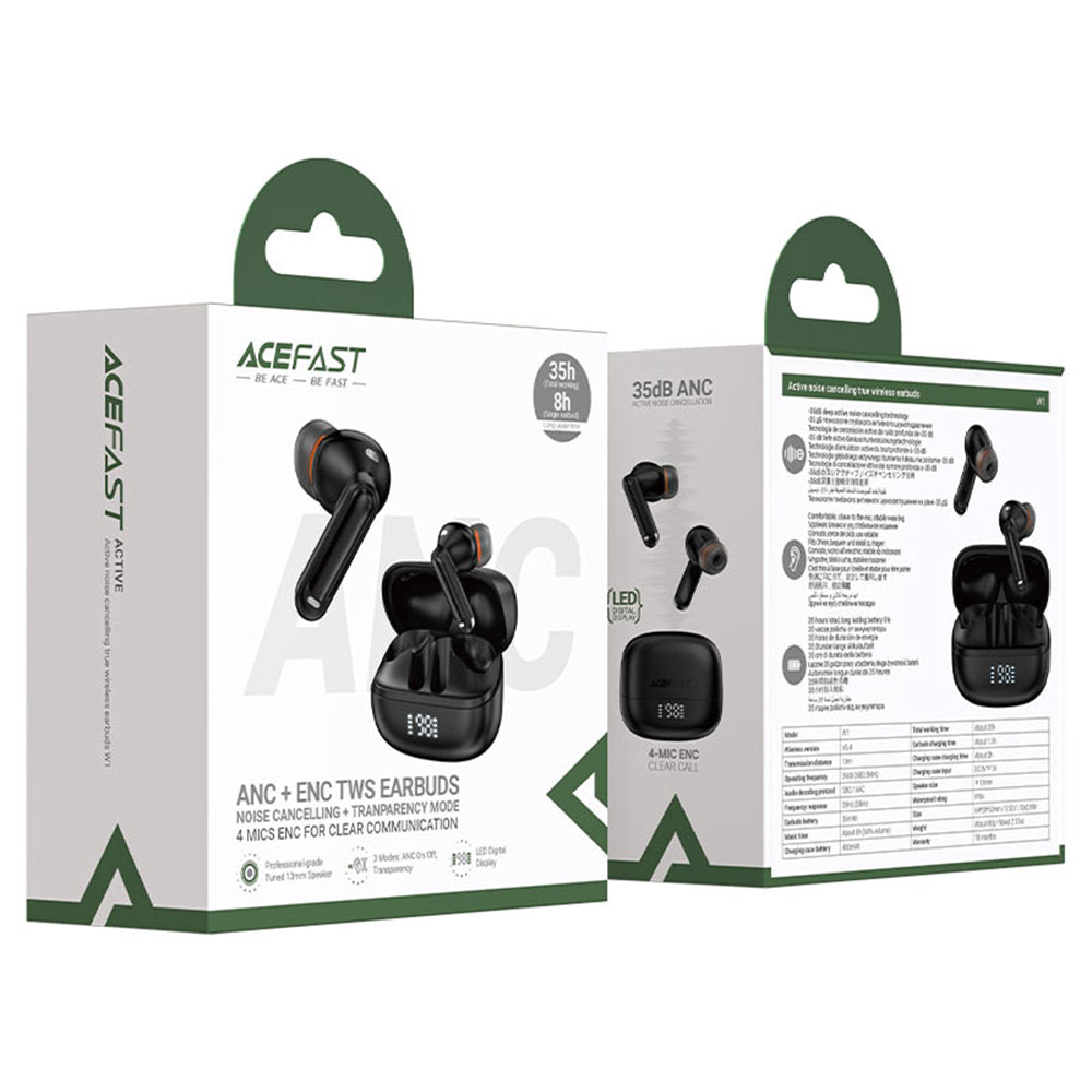 Handsfree Bluetooth Acefast W1, TWS, Czarny