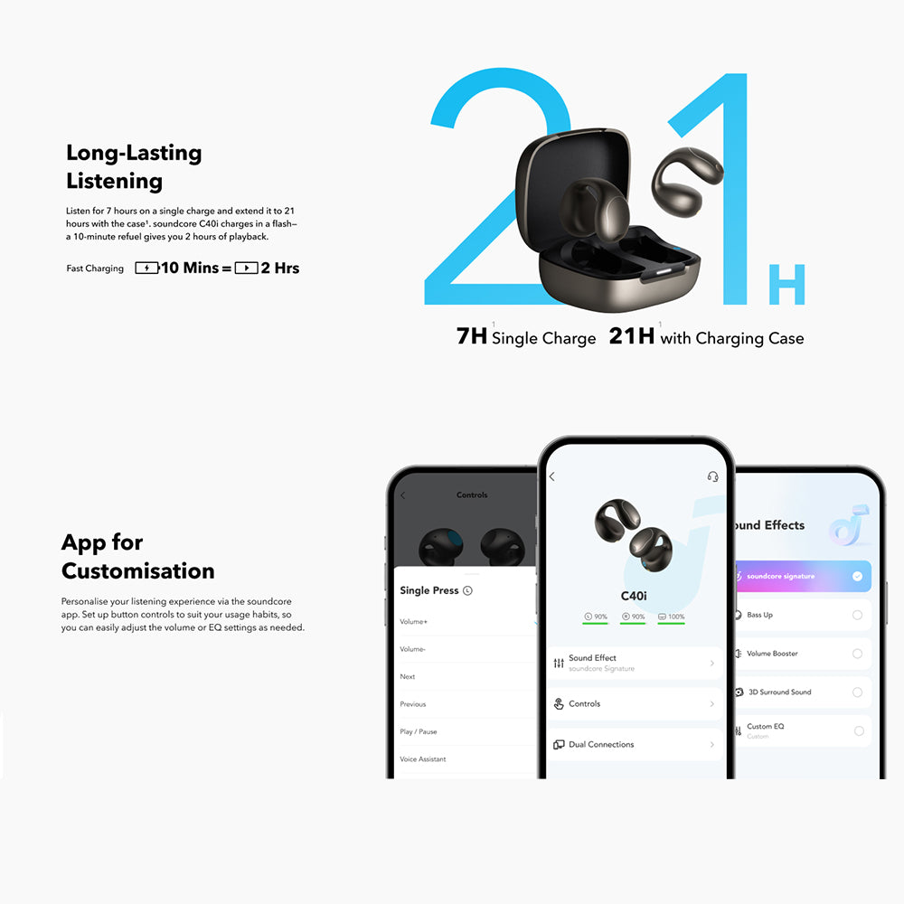 Handsfree Bluetooth Anker SoundCore C40i, TWS, MultiPoint, Czarny A3331GZ1