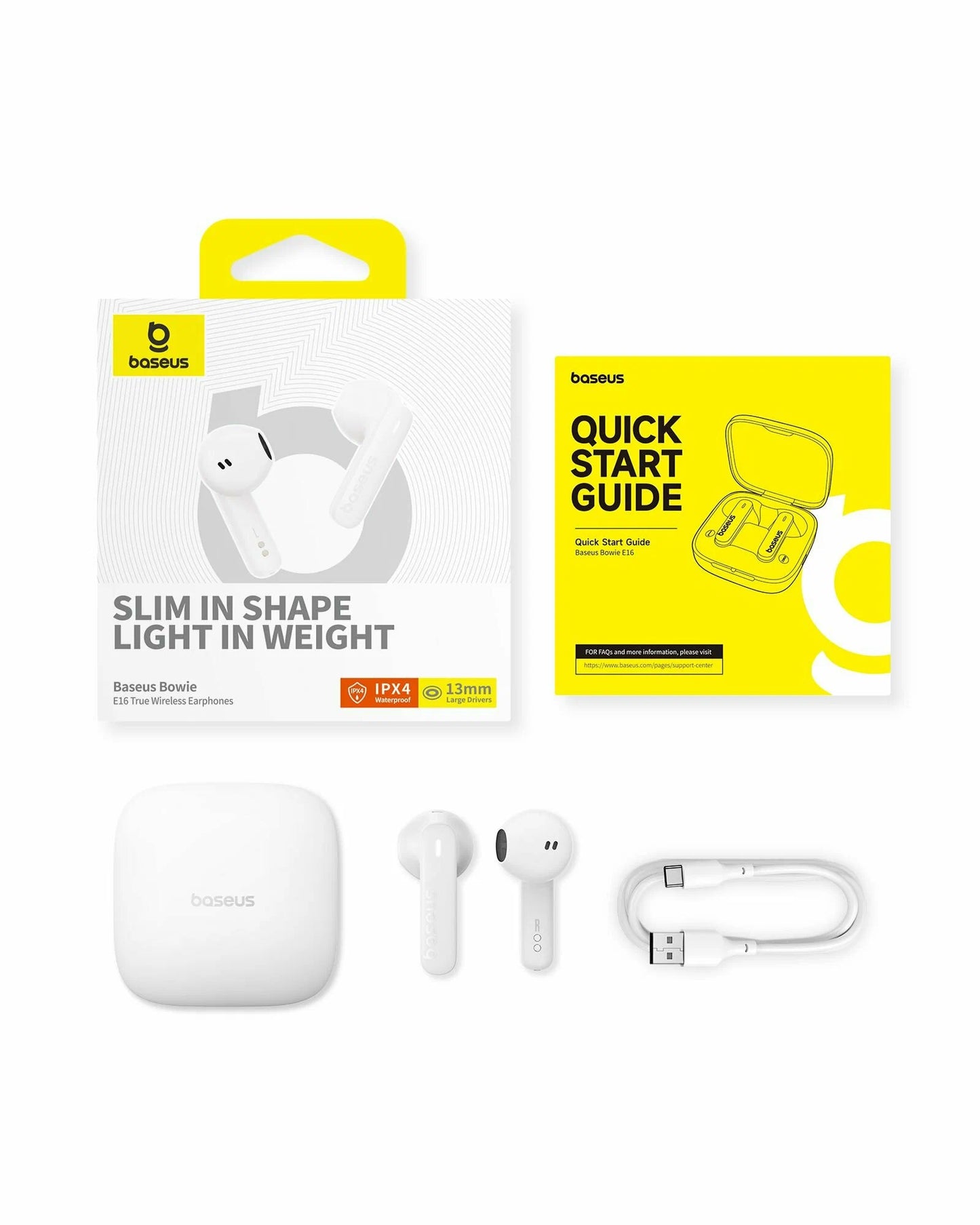 Zestaw głośnomówiący Bluetooth Baseus Bowie E16, TWS, biały A00061900223-00