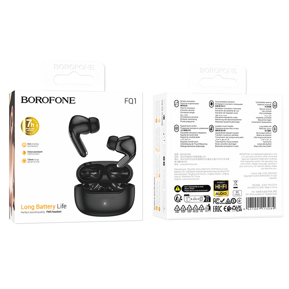 Słuchawki Bluetooth Borofone FQ1 Shine, TWS, Czarne