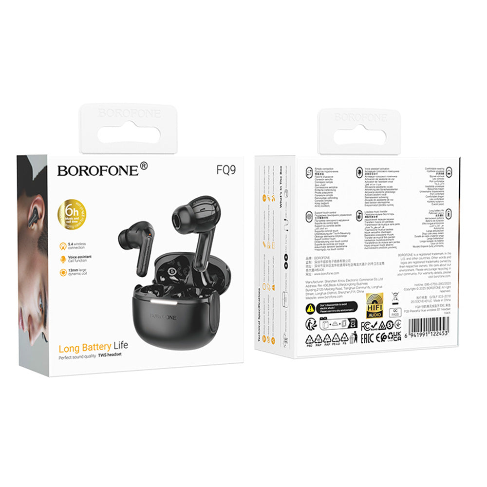 Handsfree Bluetooth Borofone FQ9 Peaceful, TWS, Czarny