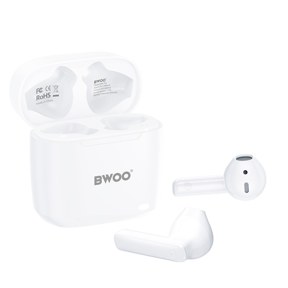 Zestaw słuchawkowy Bluetooth BWOO BW94, TWS, biały