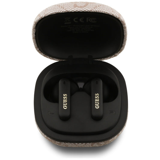 Bezprzewodowy zestaw słuchawkowy Bluetooth Guess 4G Classic Metal Logo, TWS, Różowy