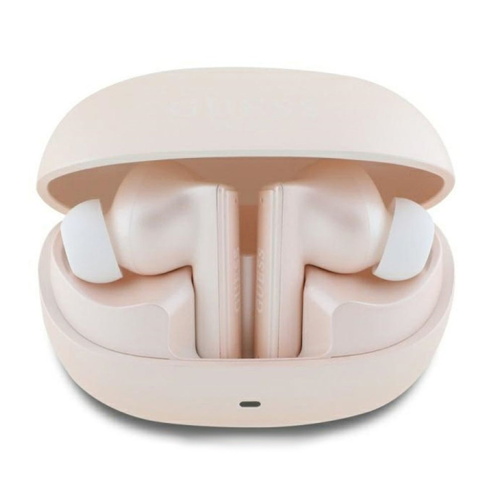 Handsfree Bluetooth Guess Capsule Printed Logo, TWS, ANC, Różowy