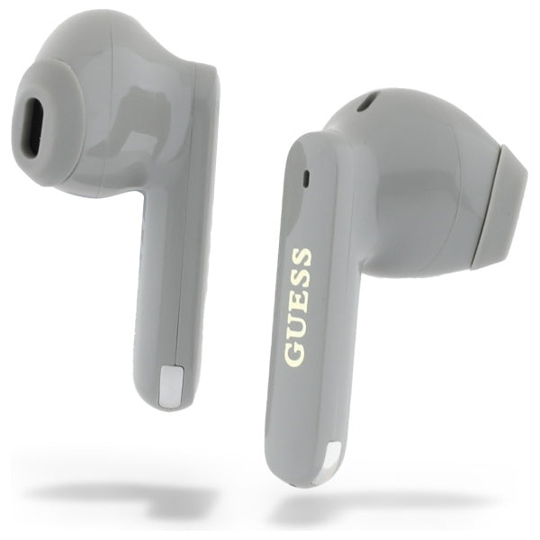 Słuchawki Bluetooth Guess z wydłużonym metalicznym logo, TWS, Szare