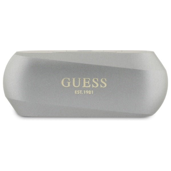 Słuchawki Bluetooth Guess z wydłużonym metalicznym logo, TWS, Szare
