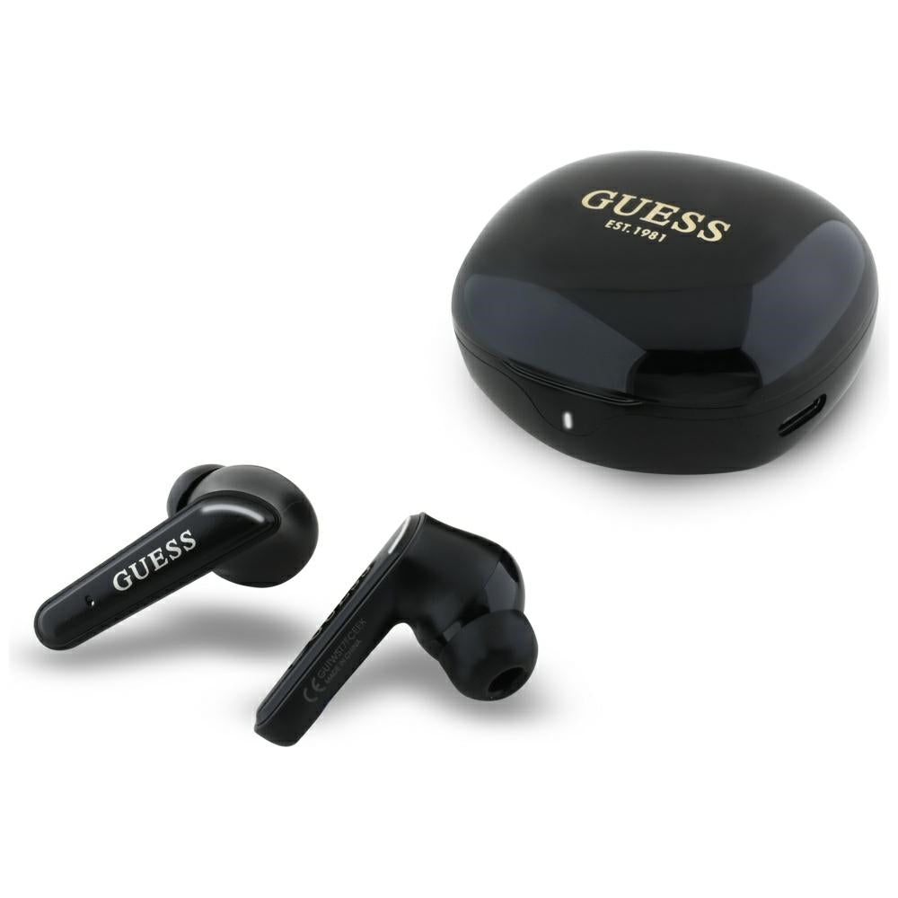 Handsfree Bluetooth Guess Flat Classic Logo Electroplated, TWS, Czarny