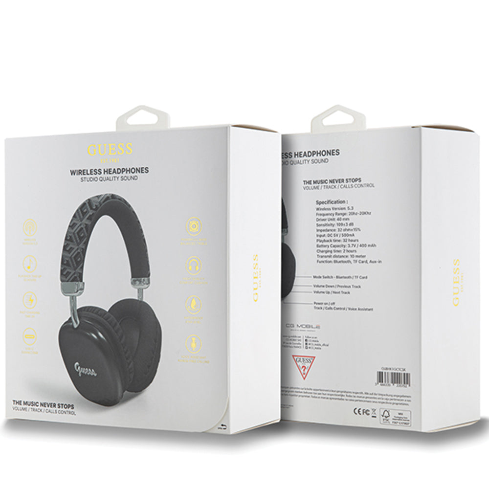Handsfree Bluetooth Guess GCube Metallic Script Logo, A2DP, Czarny