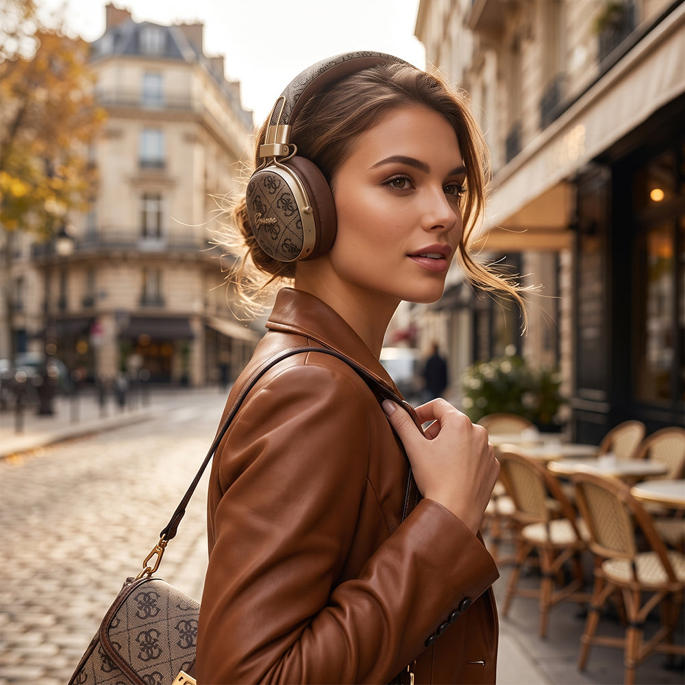 Handsfree Bluetooth Guess Metal 4G Script Logo, A2DP, Brązowy