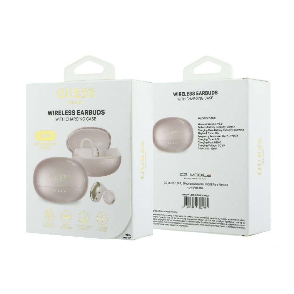 Handsfree Bluetooth Guess Metalic Finish Electropated Parts Classic, TWS, Różowy