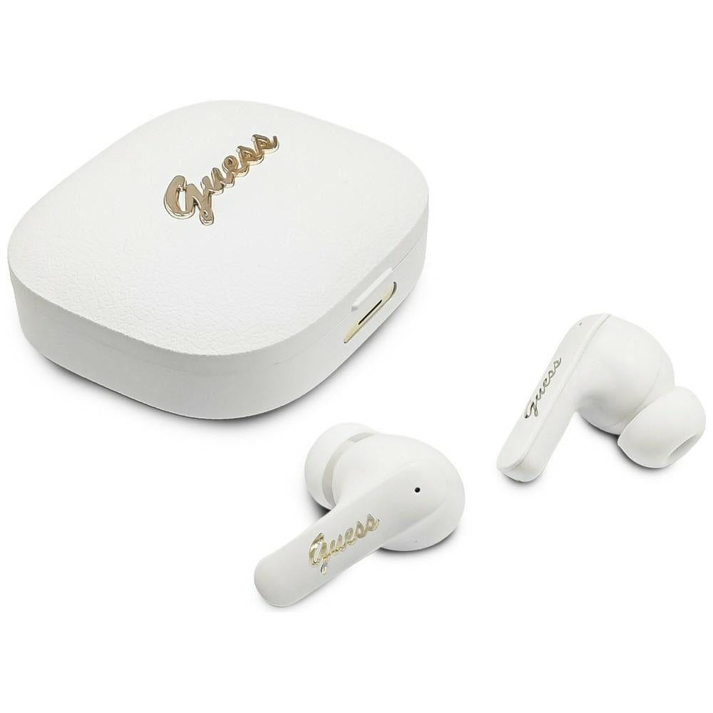 Handsfree Bluetooth Guess Script Metal Logo, TWS, Biały