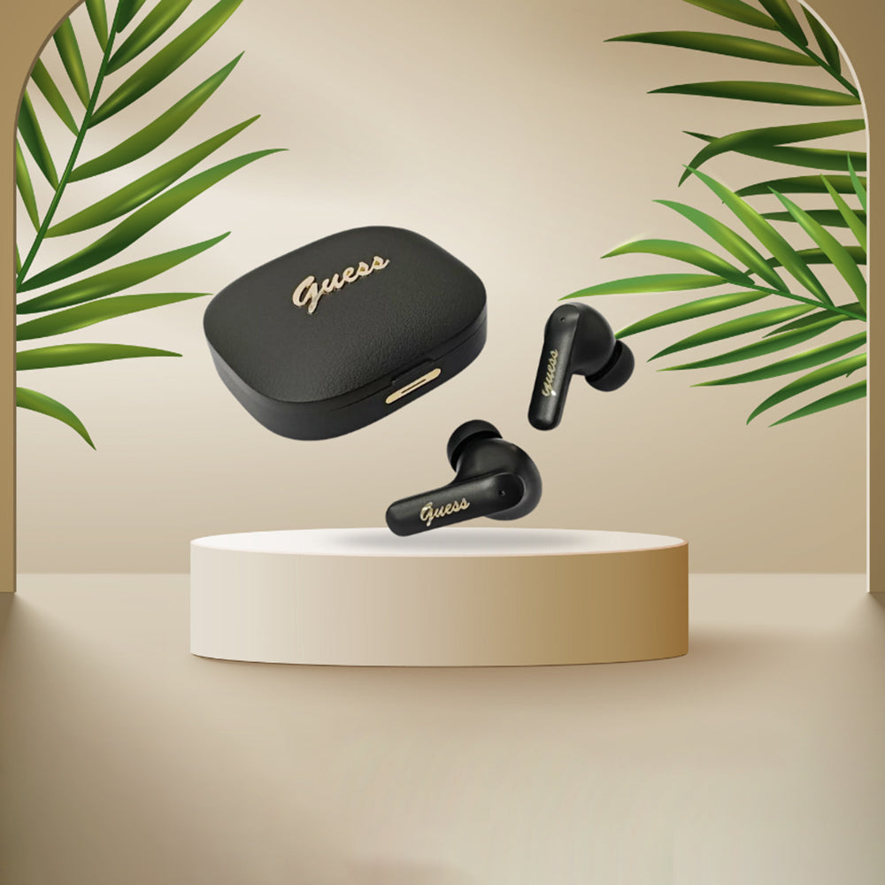 Handsfree Bluetooth Guess Script Metal Logo, TWS, Czarny