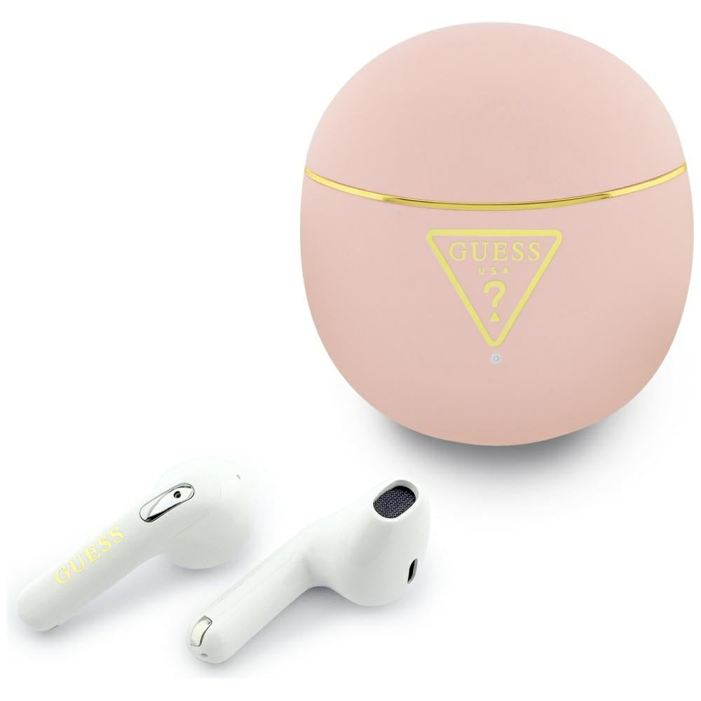 Bezprzewodowy zestaw słuchawkowy Bluetooth Guess Script Print, TWS, Różowy