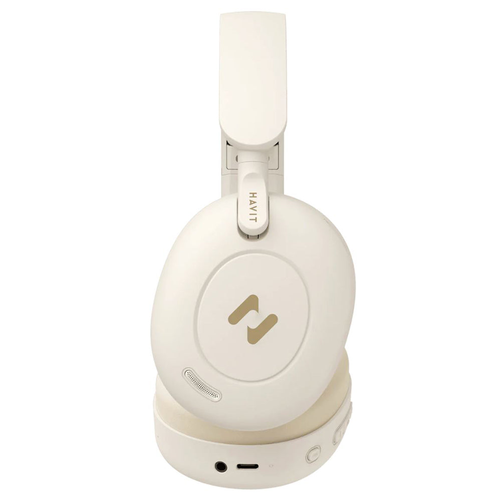 Handsfree Bluetooth HAVIT H655BT Pro, Multipoint, A2DP, ANC, Beżowy