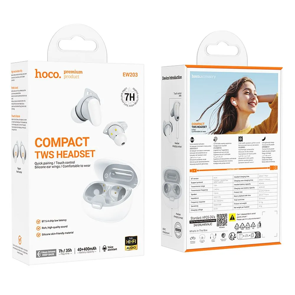 Handsfree Bluetooth HOCO EW203, TWS, Biały