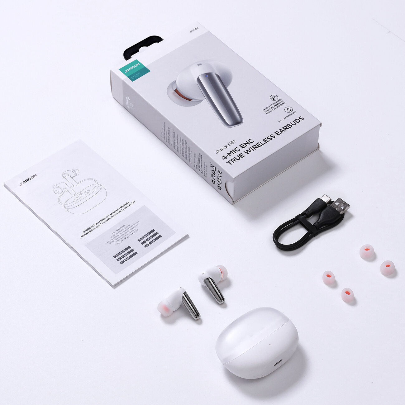 Zestaw słuchawkowy Bluetooth Joyroom JR-BB1, TWS, biały