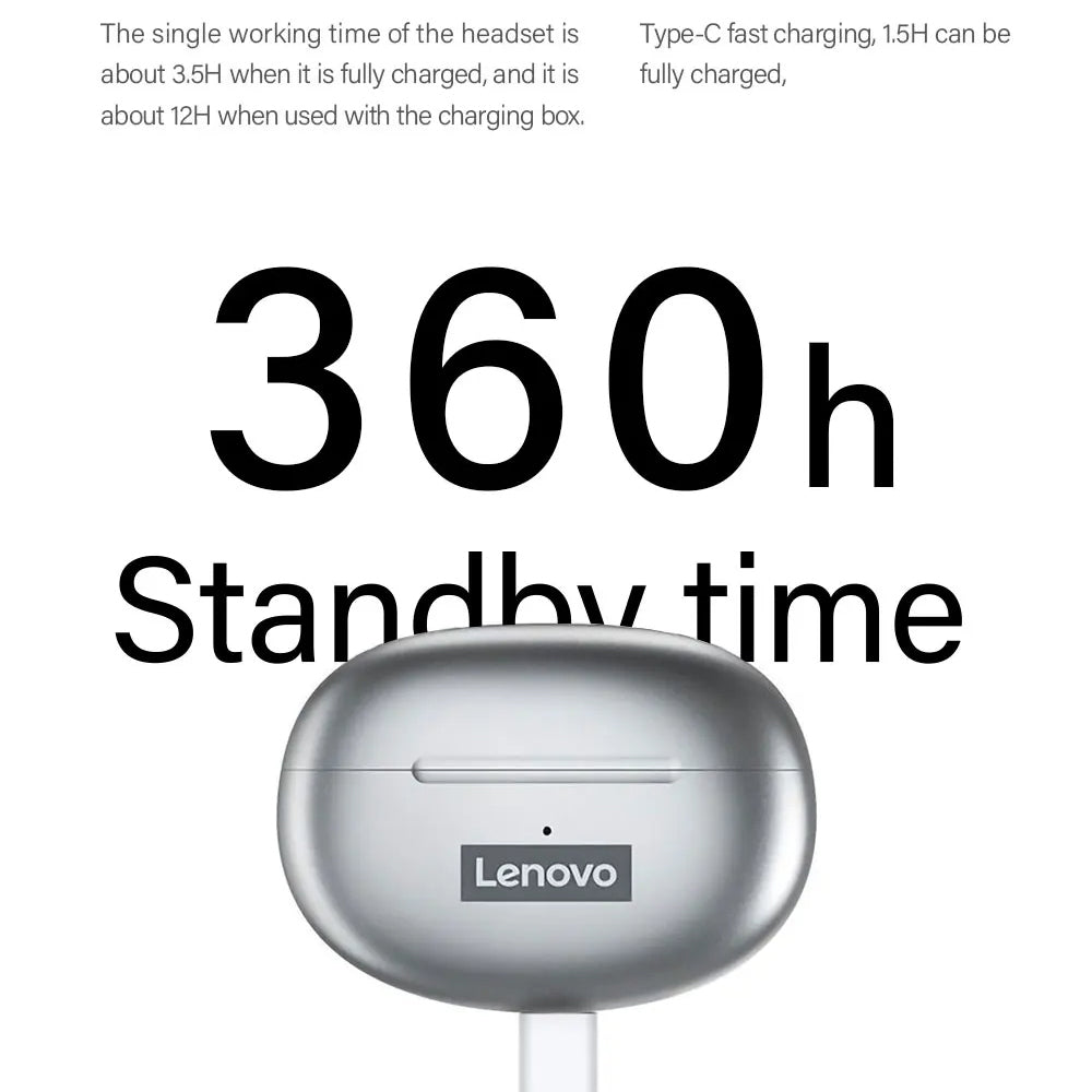 Handsfree Bluetooth Lenovo ThinkPlus LP5, TWS, Biały